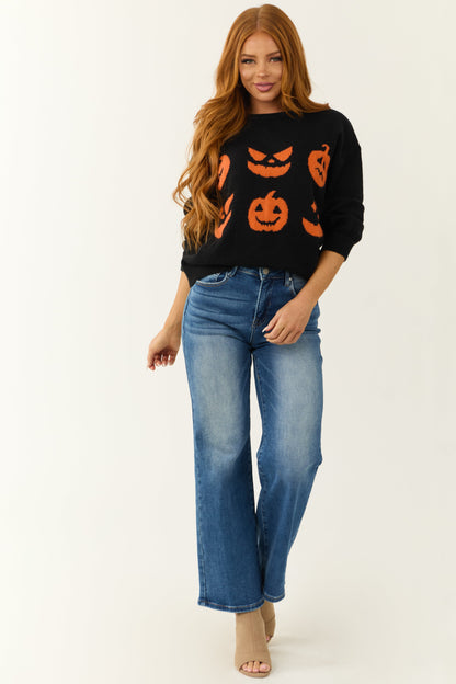 Black Pumpkin Graphic Knit Sweater
