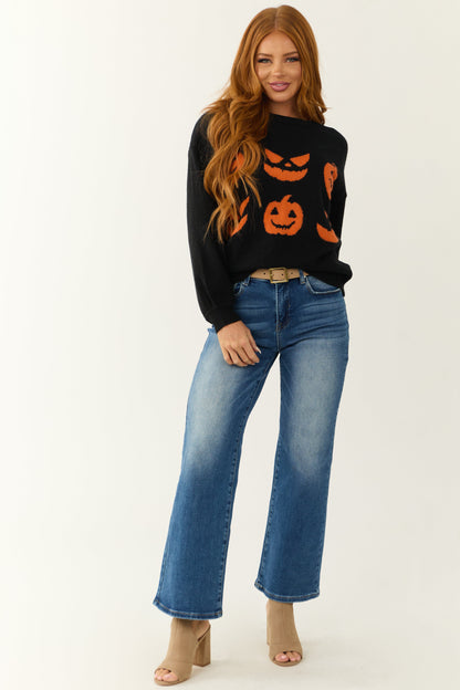 Black Pumpkin Graphic Knit Sweater