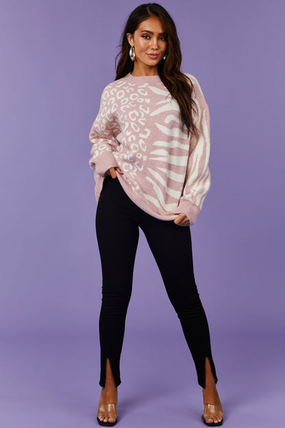 Black Knit High Waist Slit Leggings