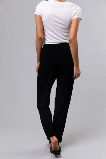 Black Pleated High Waist Straight Leg Pants