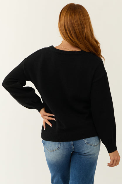 Black Pumpkin Graphic Knit Sweater