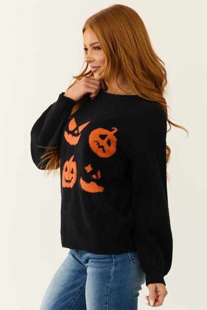 Black Pumpkin Graphic Knit Sweater